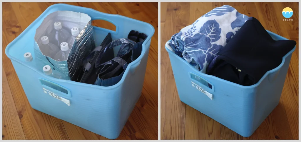 サーフ用ウォーターバケツでサーフィン小物をまとめて整理する