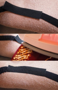 ウェットスーツのインナー部のリペア シームテープ（メルコテープ）をアイロンで補修